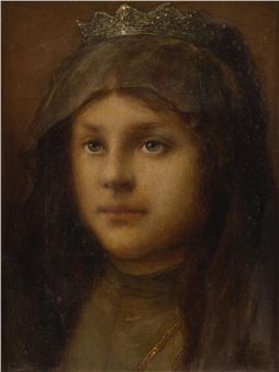 PortrÃ¤t eines jungen MÃ¤dchens mit Krone (wohl Heilige Katharina von Ungarn - Gabriel Cornelius von Max