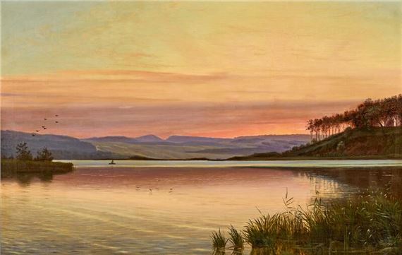 Sunset over the lake Knudsø north of Ry - Vilhelm Kyhn