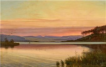 Sunset over the lake Knudsø north of Ry - Vilhelm Kyhn
