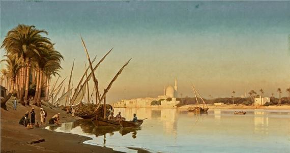 Carl Neumann | View of the Nile near Cairo (1878) | MutualArt