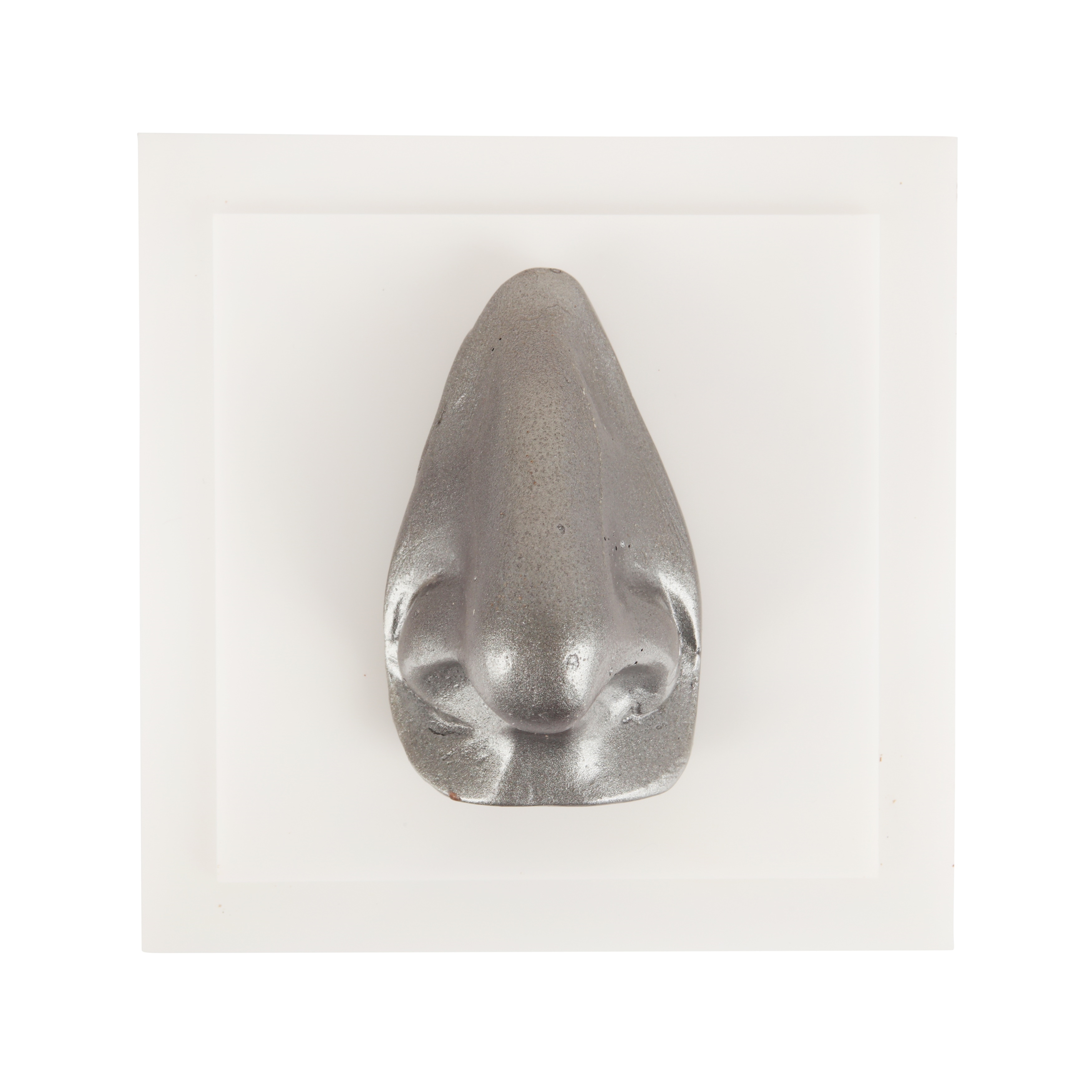 Artwork by Marina Abramović, The Silver Nose, Made of Chocolate And Silver Pigment Sculpture