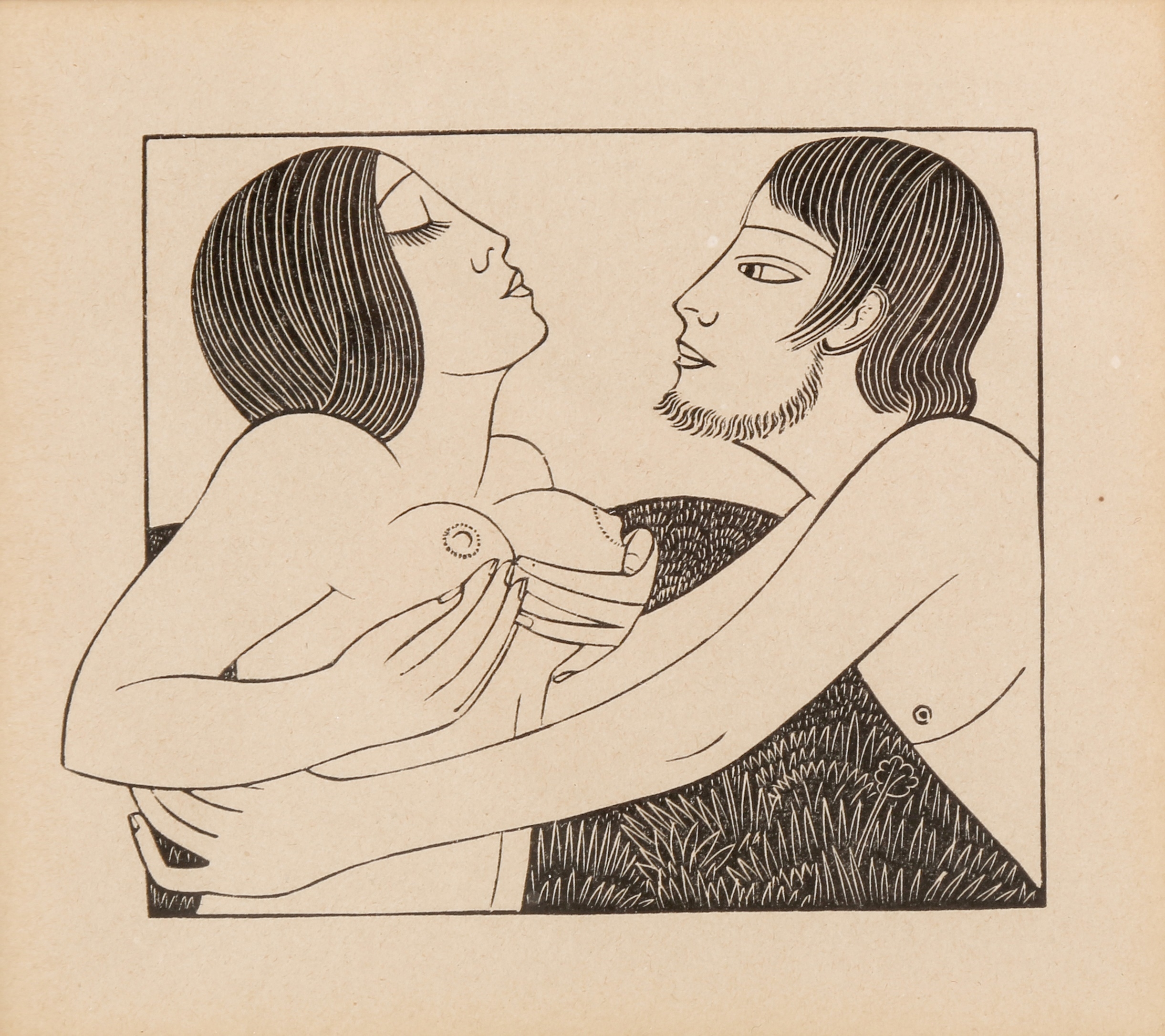 Artwork by Eric Gill, Ibi Dabo Tibi; Girl Sleeping; Stay Me With Apples; My Love among the Lilies, Made of Wood Engravings