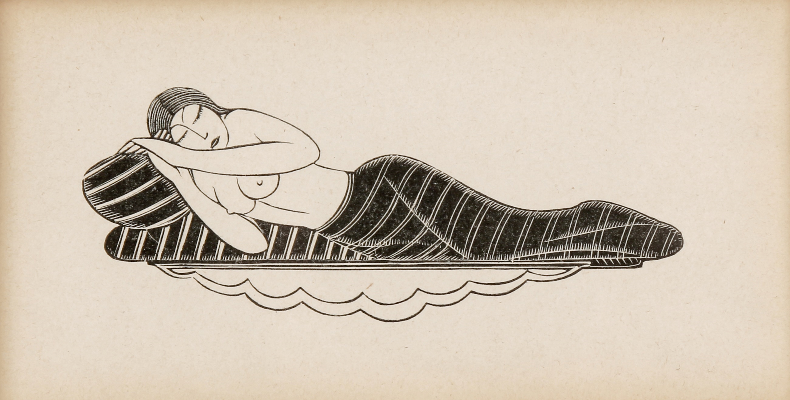 Artwork by Eric Gill, Ibi Dabo Tibi; Girl Sleeping; Stay Me With Apples; My Love among the Lilies, Made of Wood Engravings
