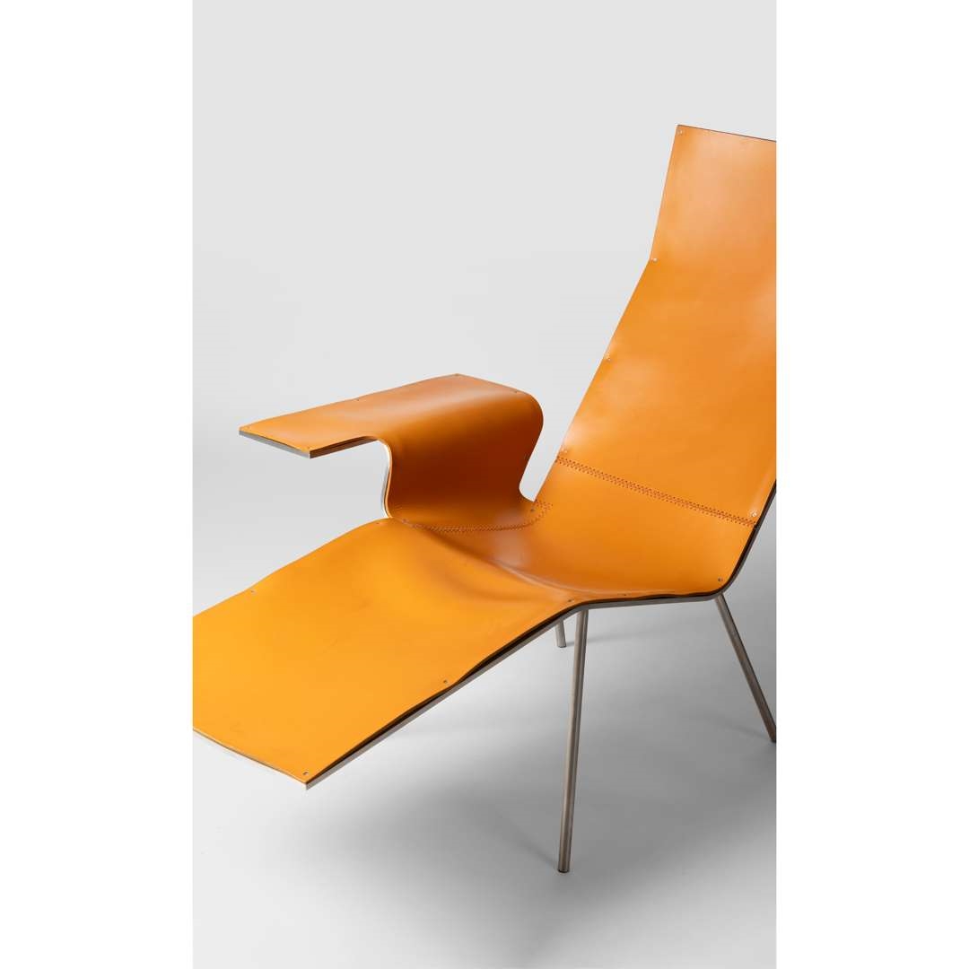Artwork by Maarten van Severen, LOUNGE CHAIR 04, Made of Stainless Steel And Leather