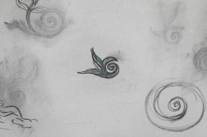 Artwork by Arje Griegst, Untitled, Made of Ink And Coloured Crayons On Thick, Grey Paper