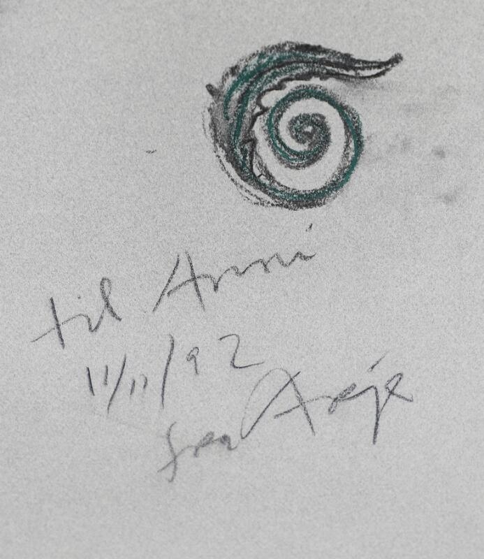 Artwork by Arje Griegst, Untitled, Made of Ink And Coloured Crayons On Thick, Grey Paper