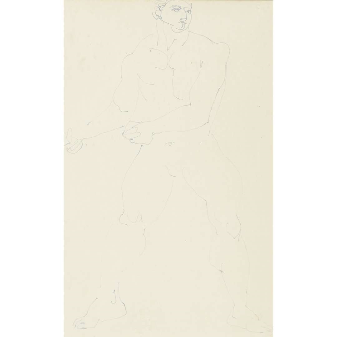 Artwork by Henri Gaudier-Brzeska, STANDING MALE NUDE, Made of Pen And Ink On Paper