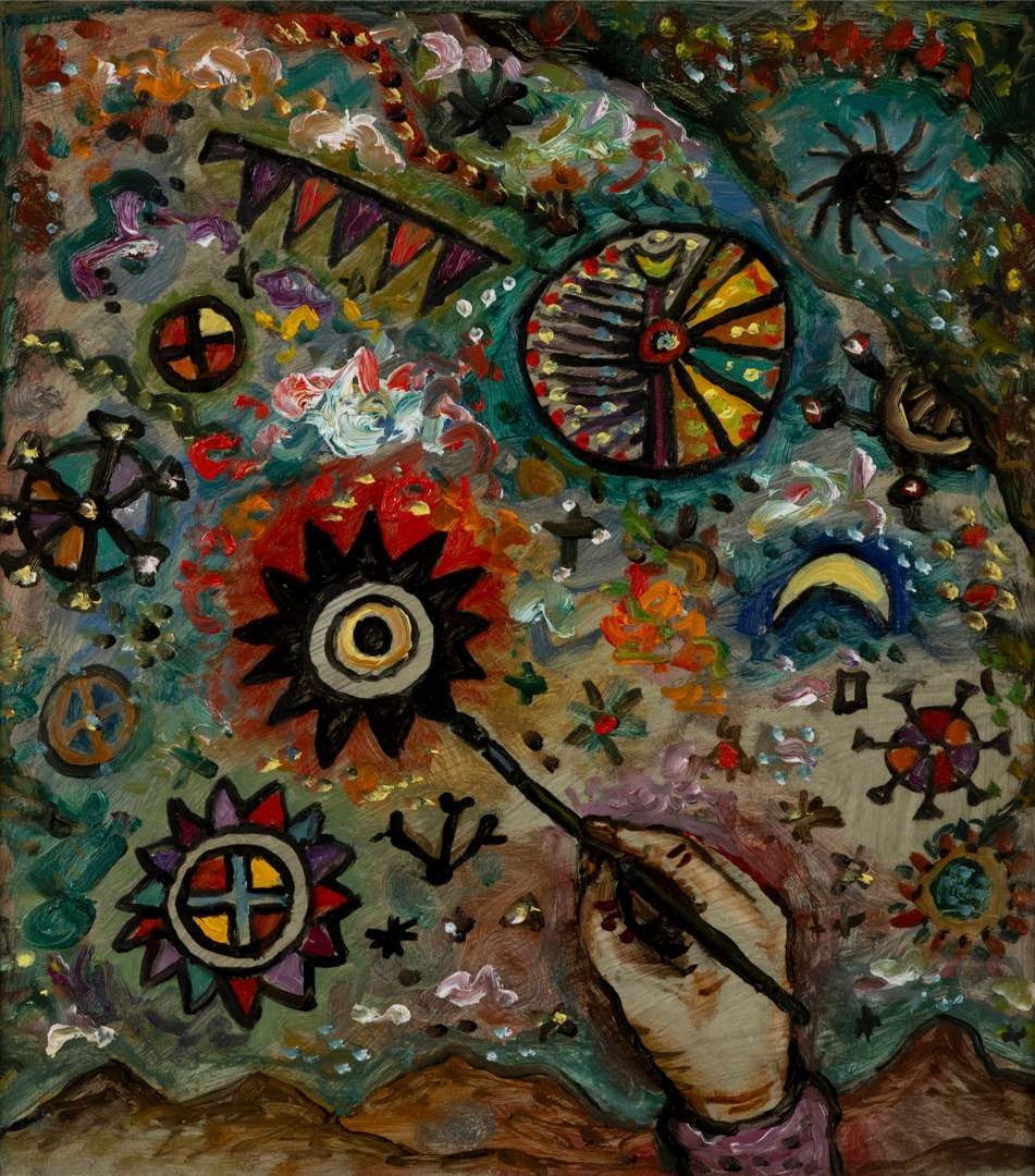 Artwork by Alan Davie, CREATION DU MONDES DES ETOILES, Made of Oil On Board