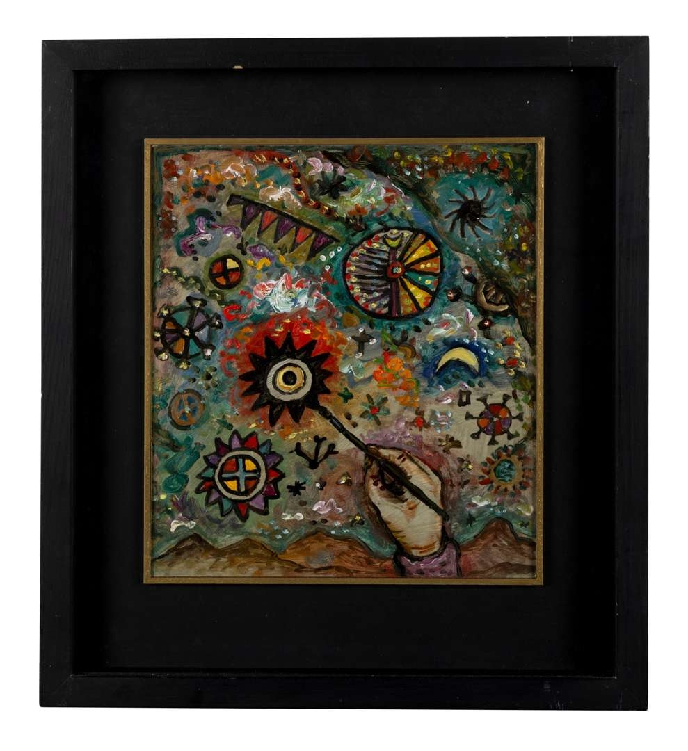 Artwork by Alan Davie, CREATION DU MONDES DES ETOILES, Made of Oil On Board