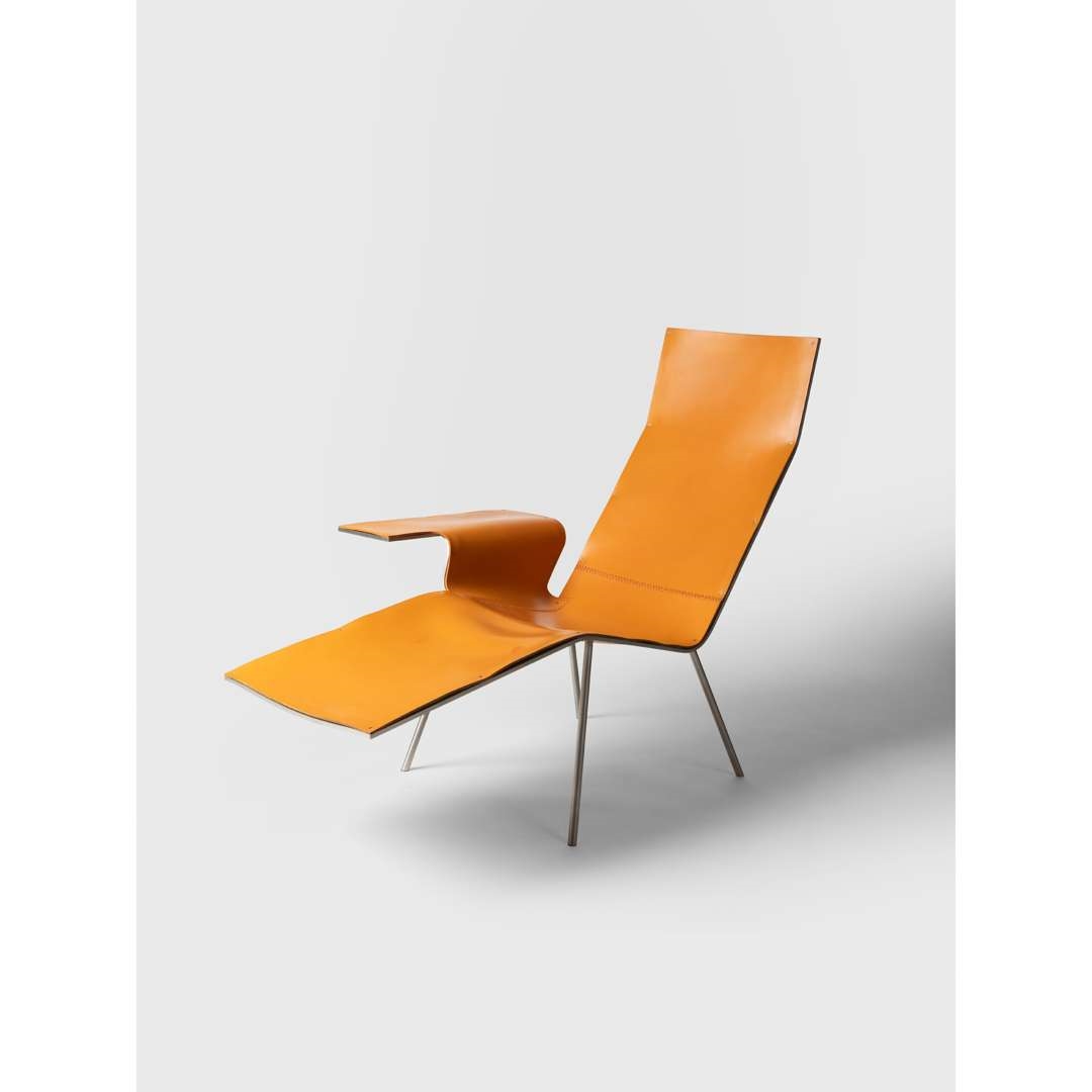 Artwork by Maarten van Severen, LOUNGE CHAIR 04, Made of Stainless Steel And Leather