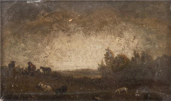 Landscape with Farmer and Goats in a Field by Jules Dupré
