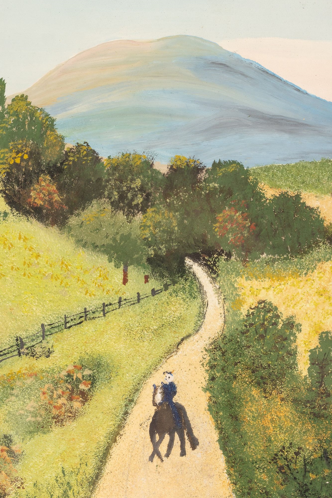 Artwork by Grandma Moses, The Country Road, Made of Oil On Masonite