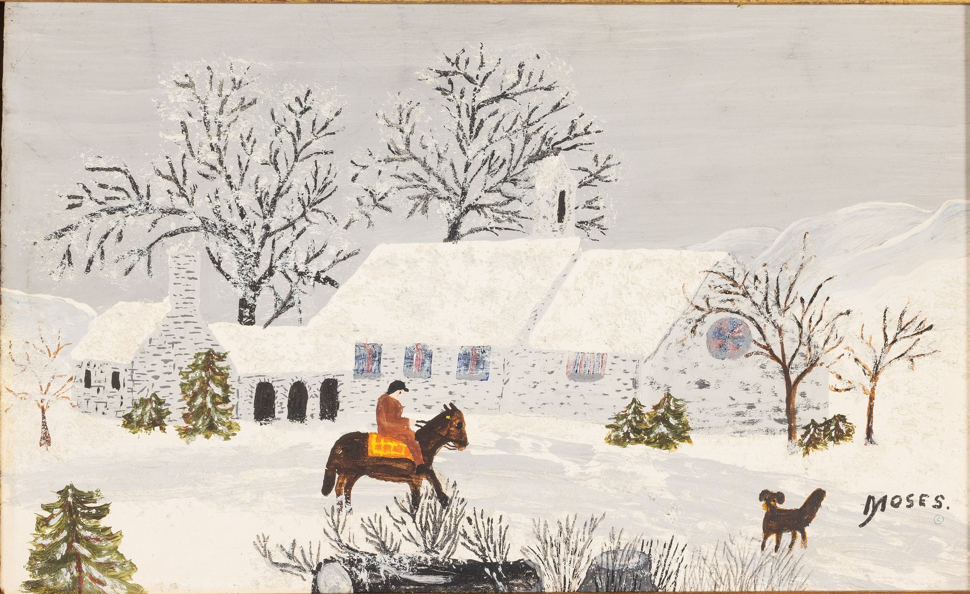 Artwork by Grandma Moses, No Game, Made of Oil On Masonite