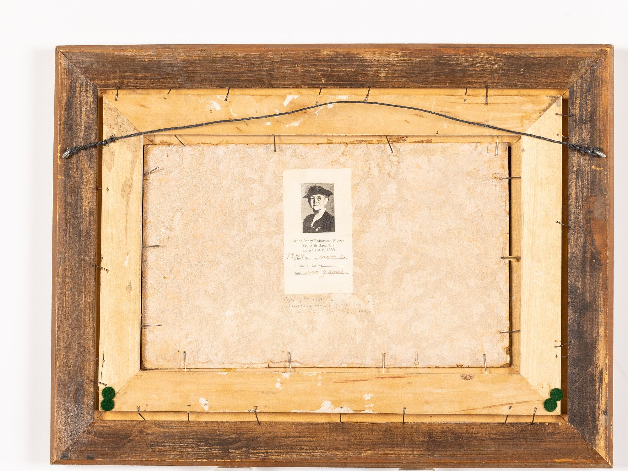 Artwork by Grandma Moses, No Game, Made of Oil On Masonite