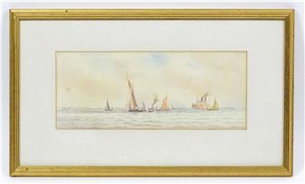 Boats and steam ships at sea - William Stephen Tomkin