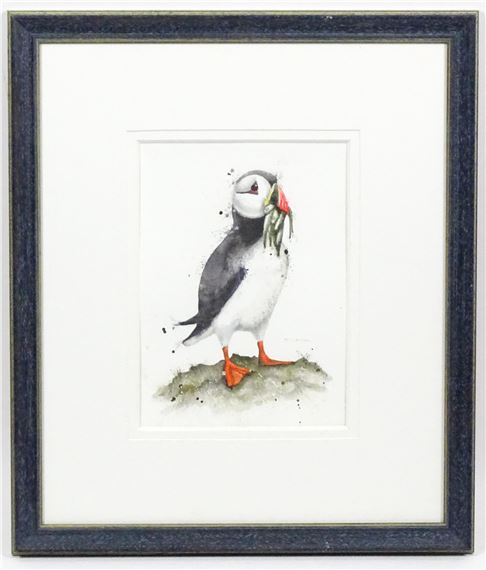 A puffin with fish in its beak - Sam Harvey