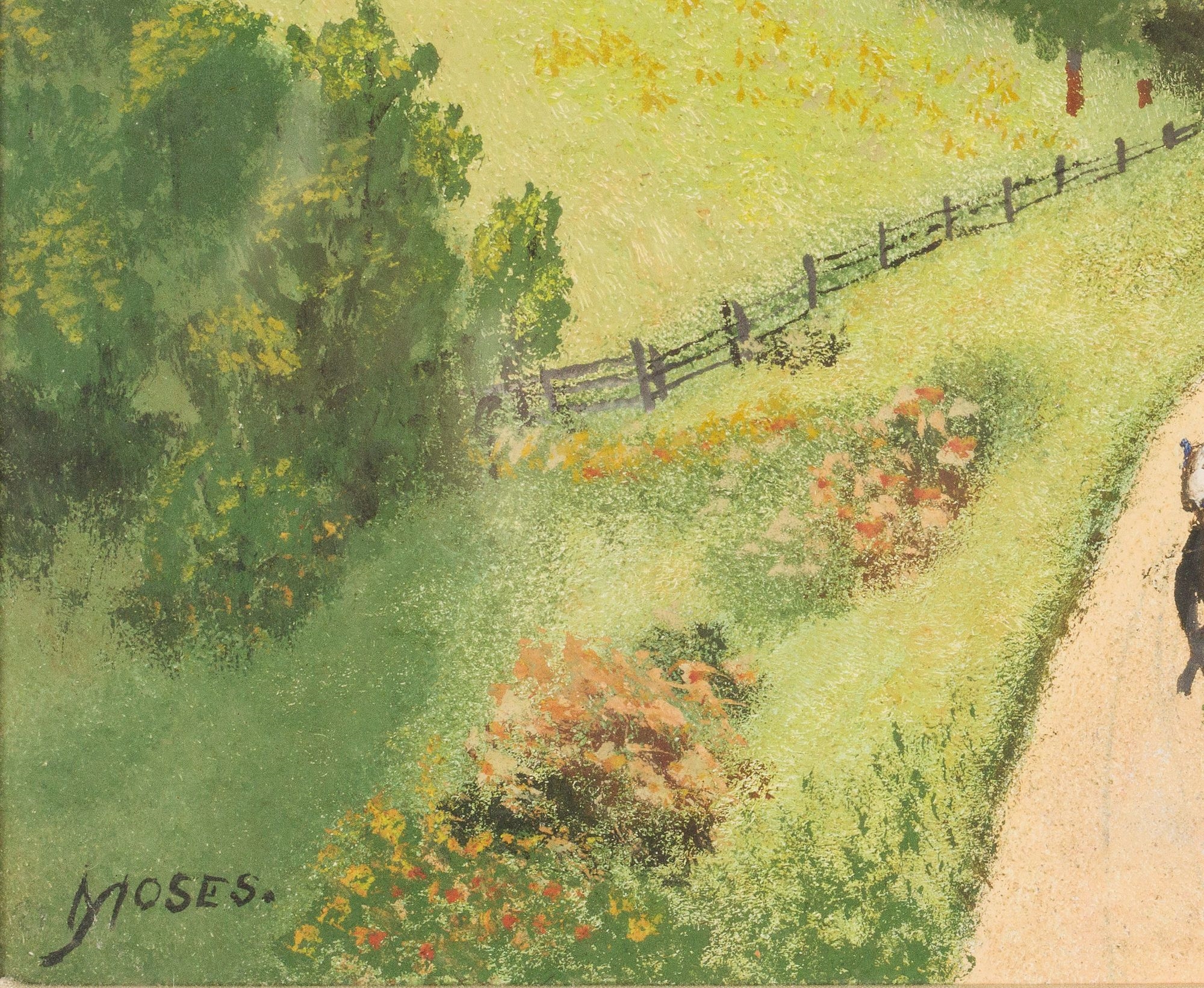 Artwork by Grandma Moses, The Country Road, Made of Oil On Masonite