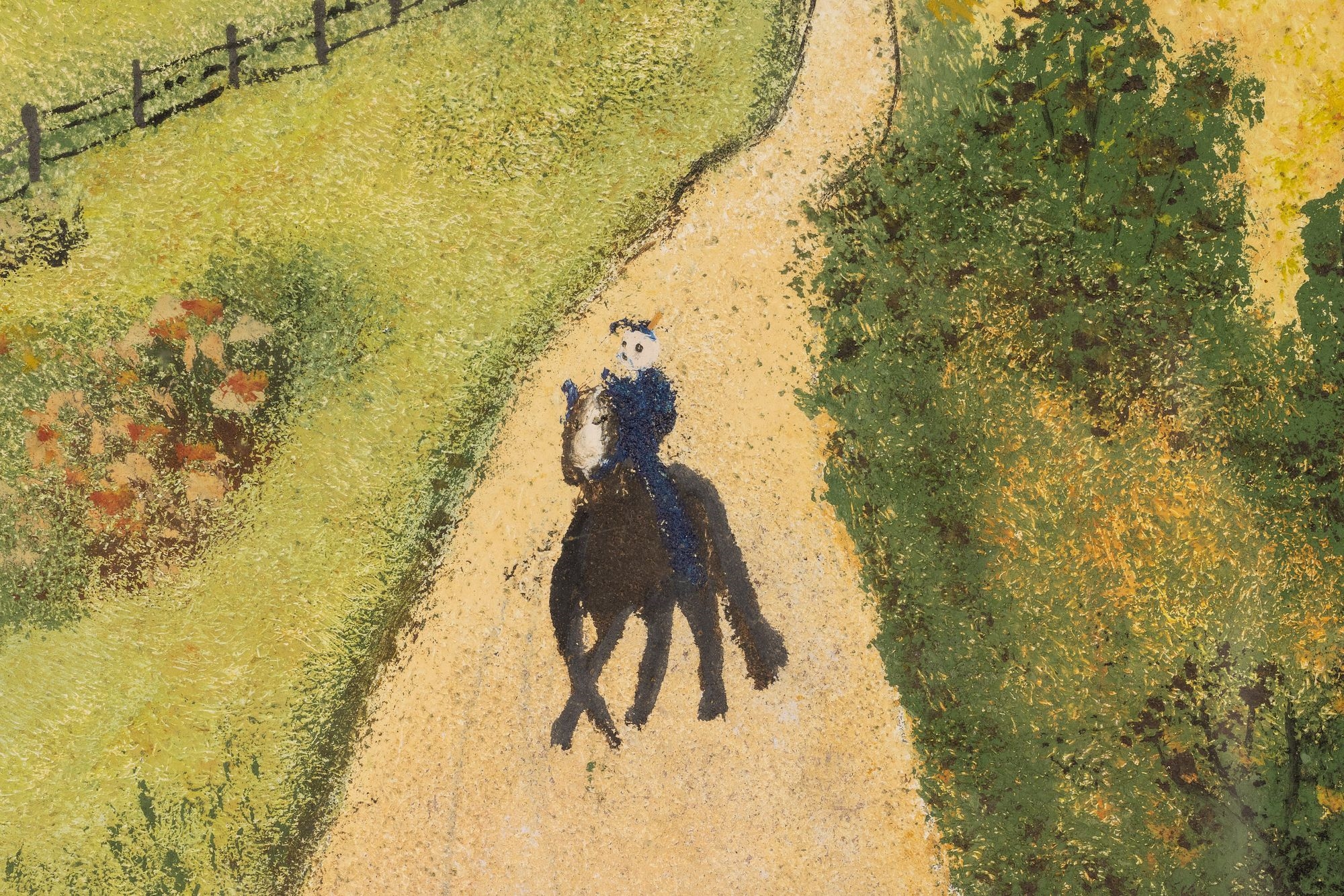 Artwork by Grandma Moses, The Country Road, Made of Oil On Masonite