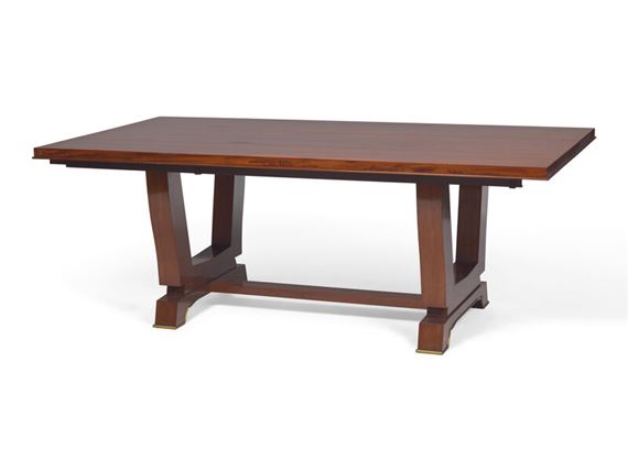 A Jules Leleu Brass Mounted Mahogany Dining Table - Jules Leleu