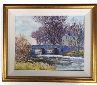 An Oil on Board of a Bridge - Fergus O'Ryan