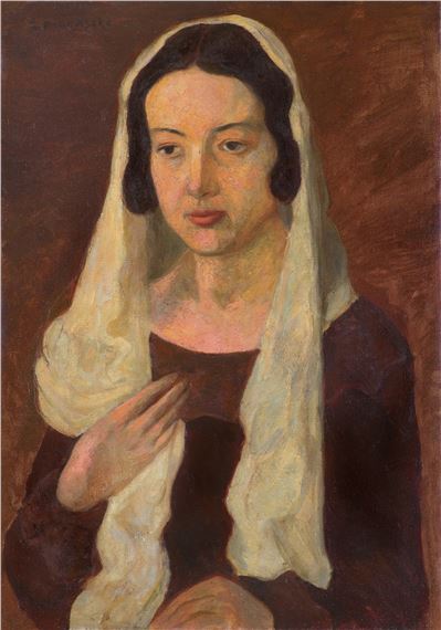 PORTRET ŻONY W BIAŁYM SZALU - Zbigniew Pronaszko