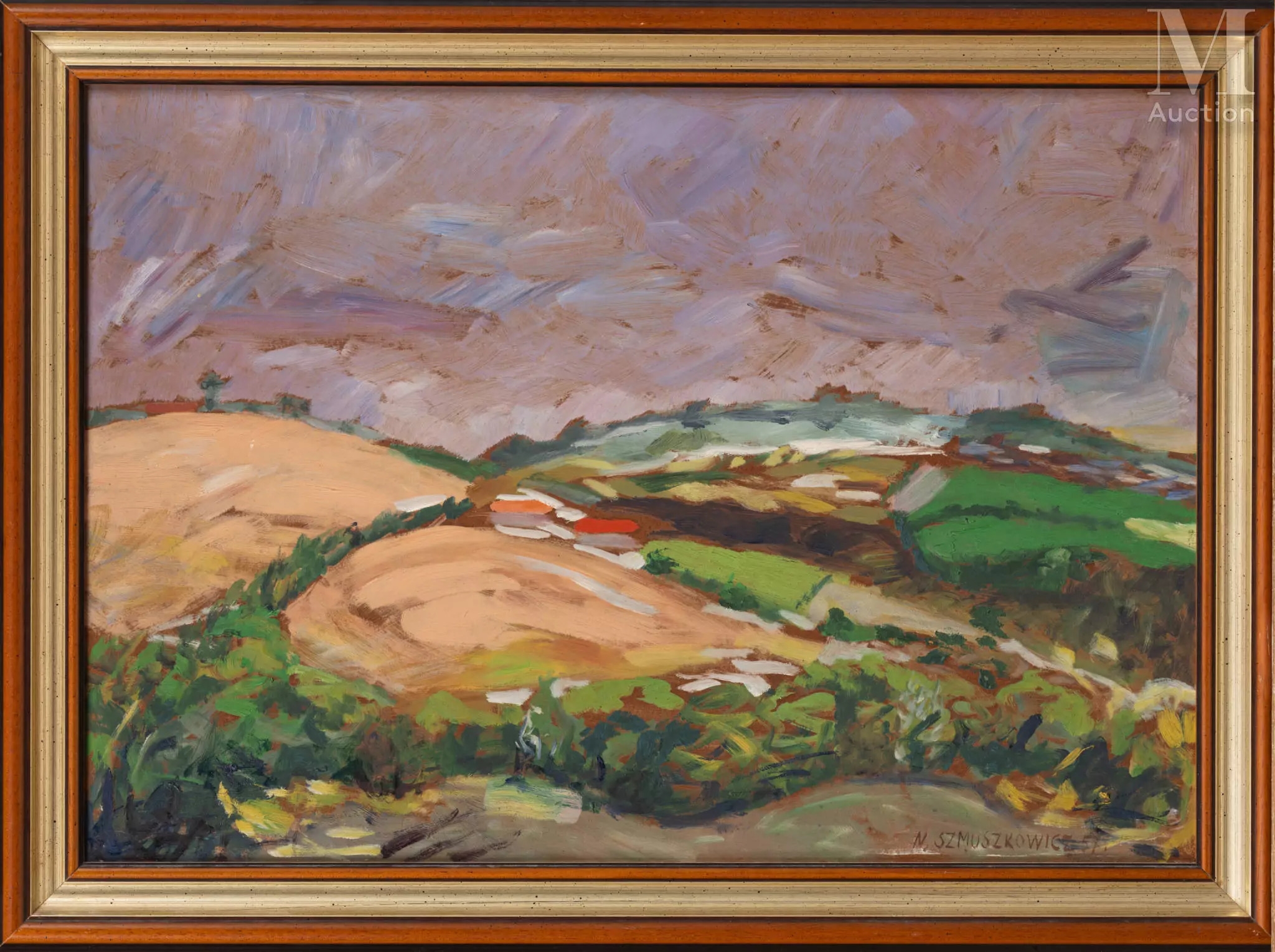 Artwork by Nechama Szmuszkowicz, Paysage, Made of oil on cardboard