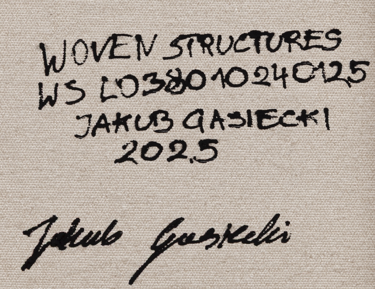 Artwork by Jakub Gasiecki, WS LO38010240125" from the "Woven structures" series, Made of acrylic/canvas