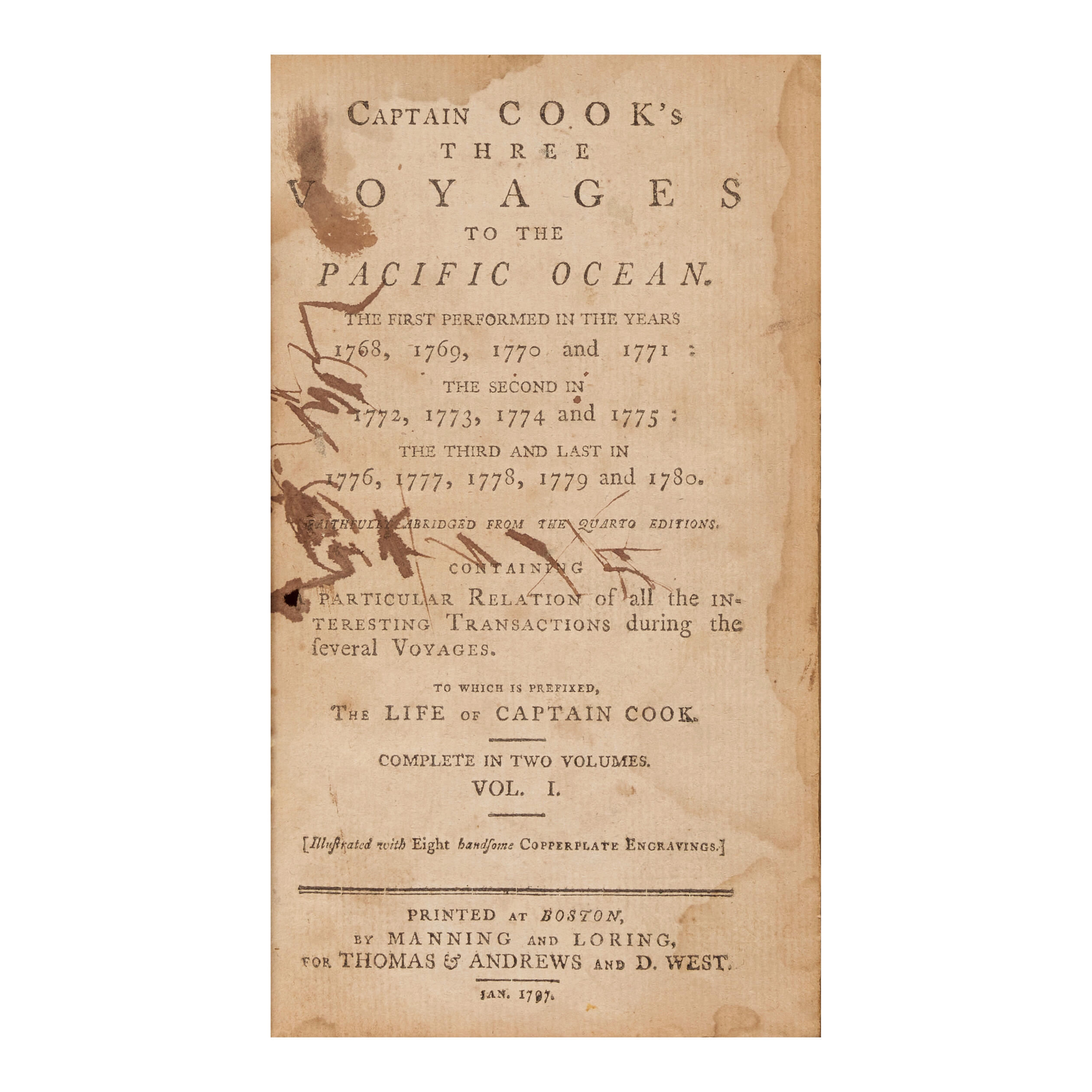 James Cook | Captain Cook's Three Voyages to the Pacific Ocean. Boston ...