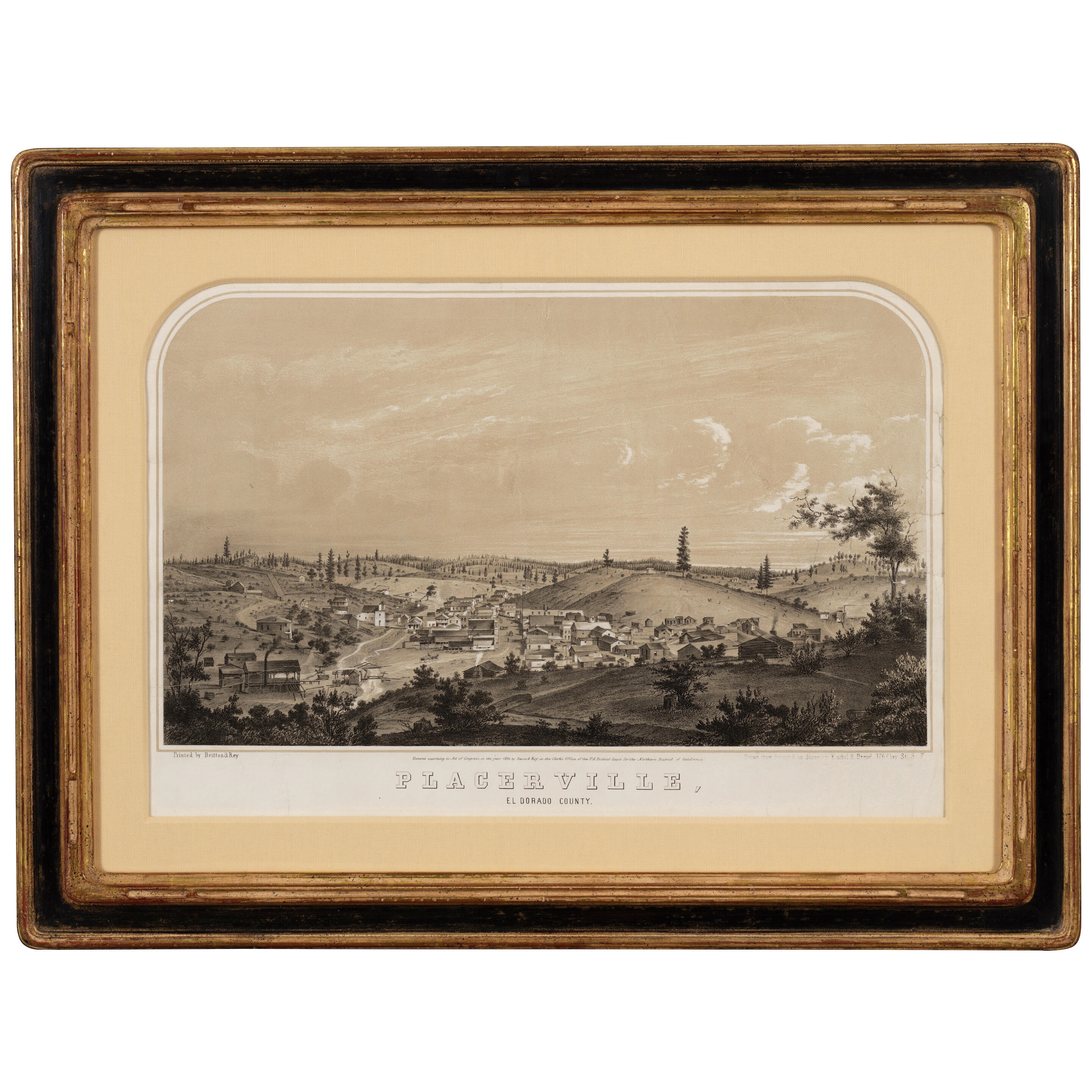 Artwork by Emil Dresel, Charles Conrad Kuchel, Placerville, El Dorado County. San Francisco: Davis & Roy, ca 1856, Made of lithograph