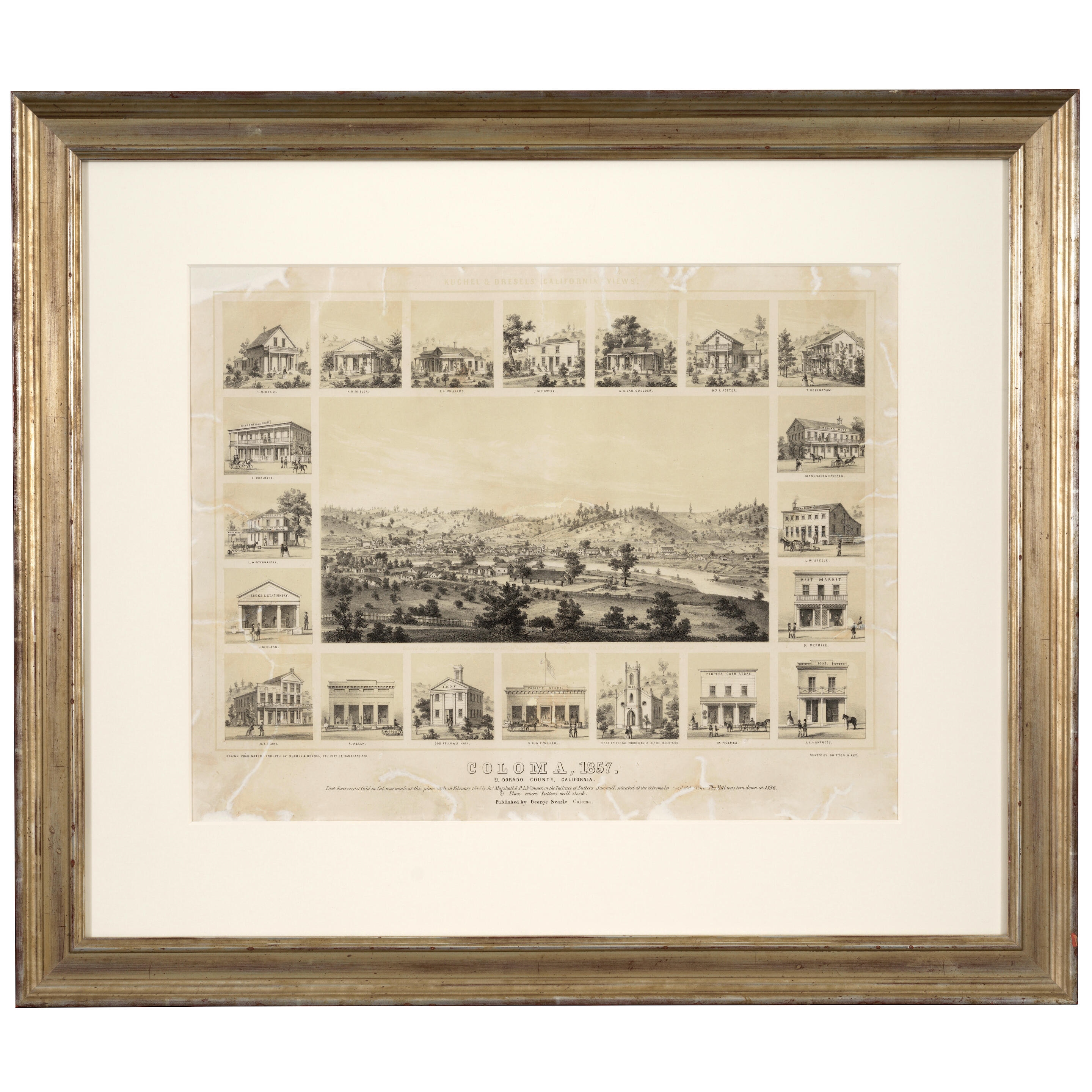 Artwork by Emil Dresel, Charles Conrad Kuchel, Coloma, 1857. El Dorado County, California. San Francisco: Kuchel & Dresel, 1857, Made of lithograph