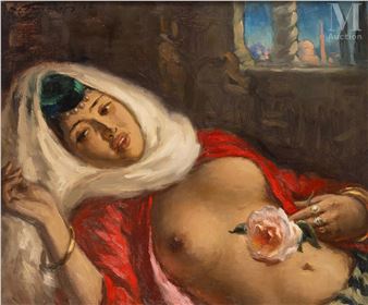 Portrait d'orientale à la rose - Léonid Frechkop