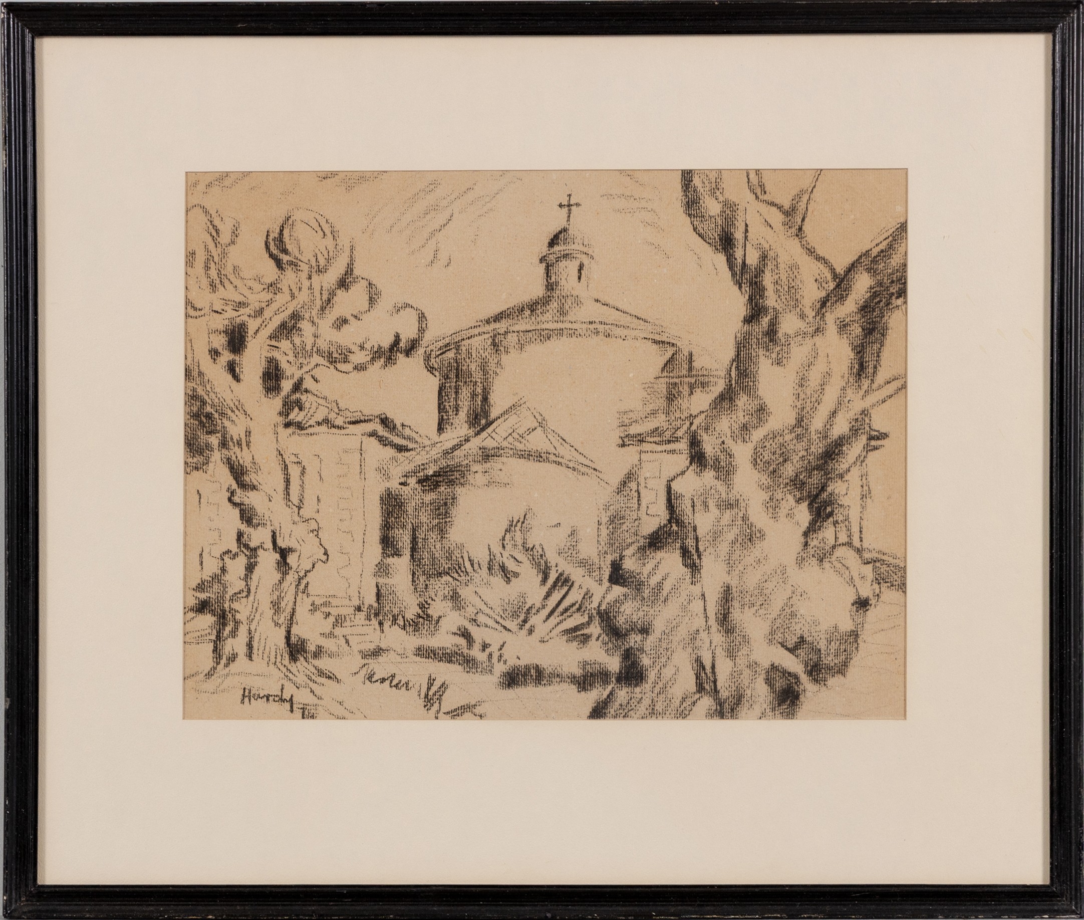 Artwork by Hardy Botha, CHAPEL OF SANTO AMARO, LISBON, Made of Charcoal On Paper