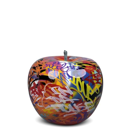 A LARGE BULL & STEIN FIBERGLASS GRAFFITI APPLE SCULPTURE by Bruno Silva