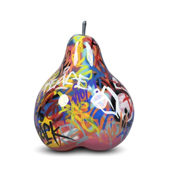 A LARGE BULL & STEIN GRAFFITI PEAR FIBERGLASS SCULPTURE by Bruno Silva
