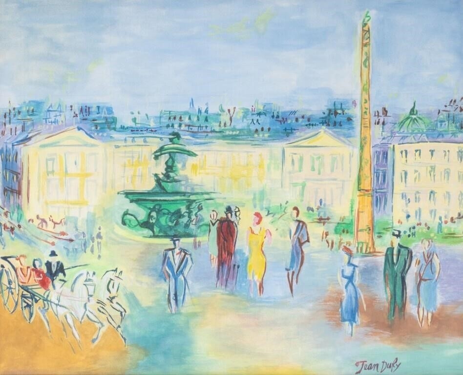 Artwork by Jean Dufy, Place de la Concorde Scene, Made of Watercolor On Paper