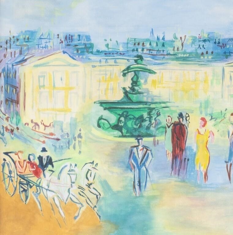 Artwork by Jean Dufy, Place de la Concorde Scene, Made of Watercolor On Paper