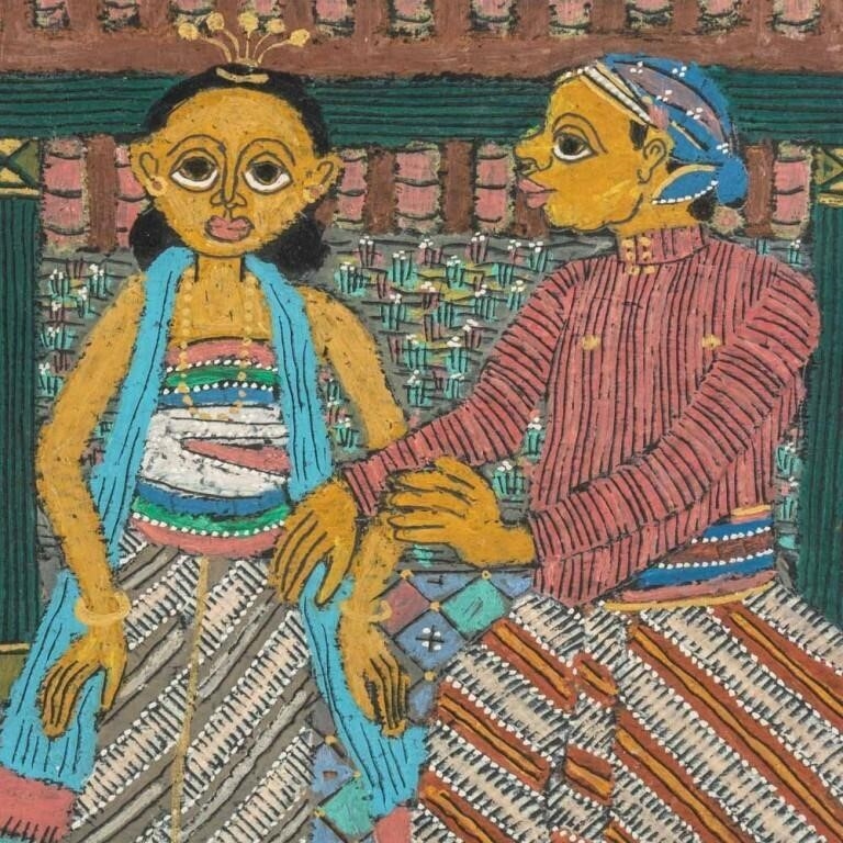 Artwork by Sukamto Dwi Susanto, Couple Portrait, Made of Gouache On Board
