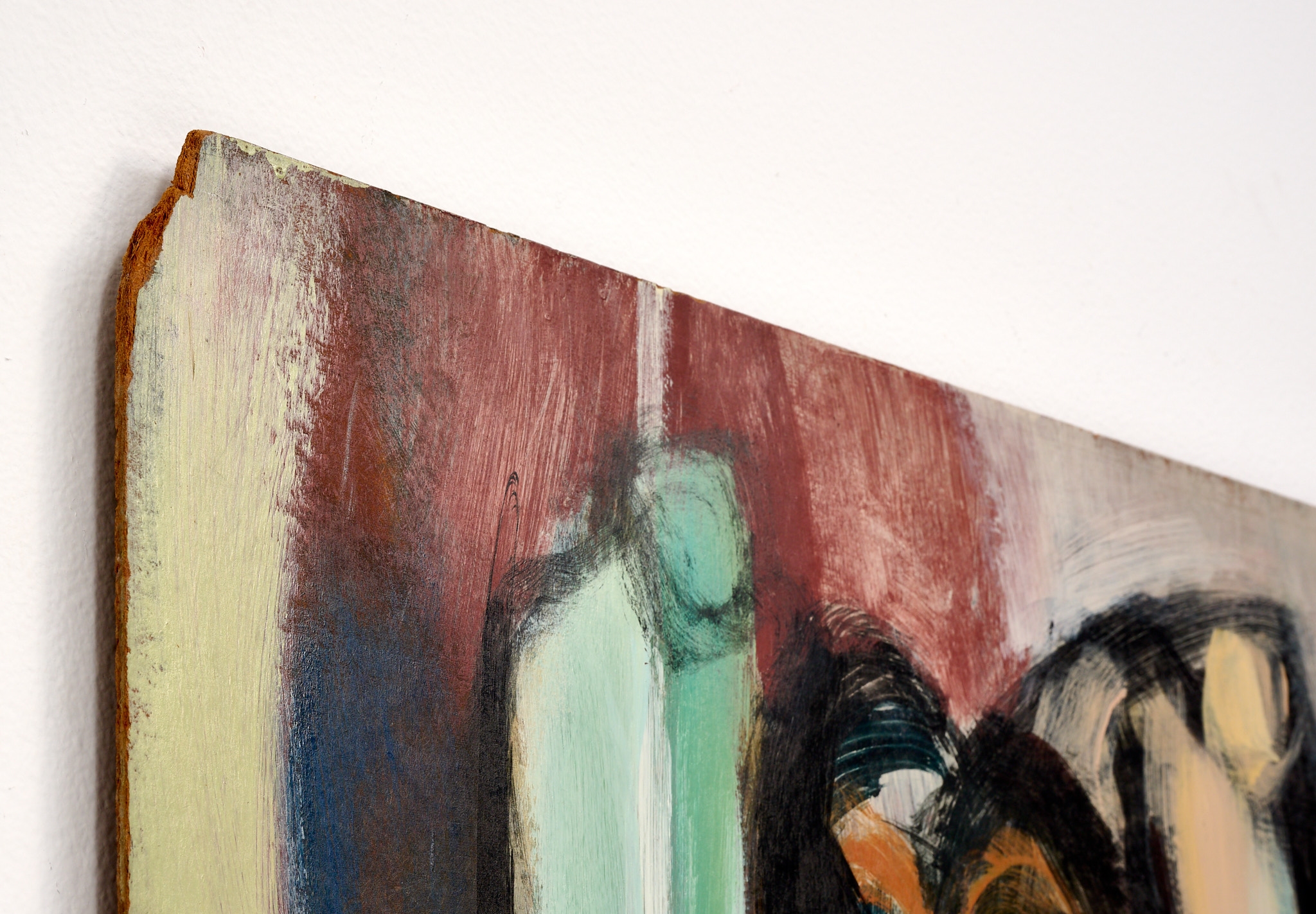 Artwork by Hal Lotterman, Untitled (Abstract with Saxophonist, Made of Oil On Masonite