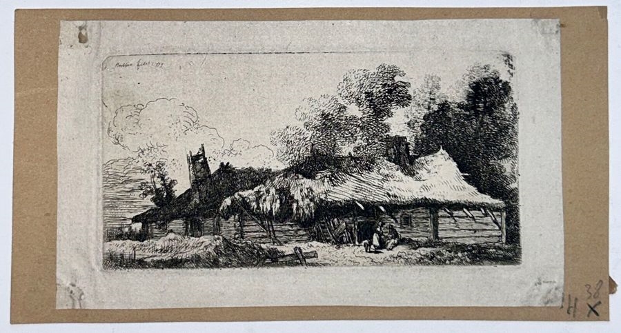 Artwork by Jean-Pierre Norblin de La Gourdaine, The farmyard, Made of Original Etching And Drypoint
