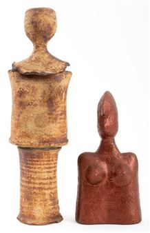 Two Ceramic Art Pottery Female Figures - Louis Mendez