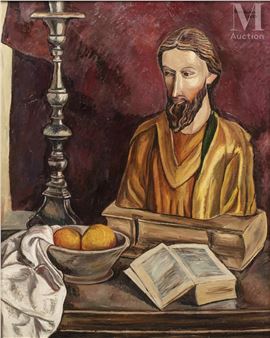 Nature morte au livre et au chandelier - Simon Mondzain