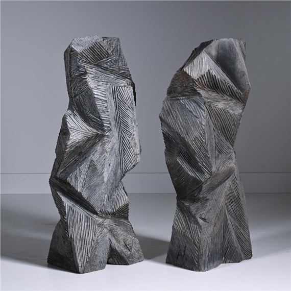 pair of large marble sculptures in Noir de Mazy - Marc Verdoodt