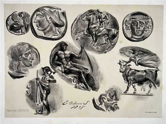 Sheet of nine antique medals - Eugène Delacroix