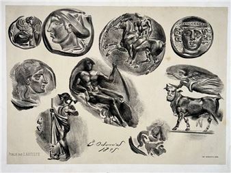 Sheet of nine antique medals - Eugène Delacroix