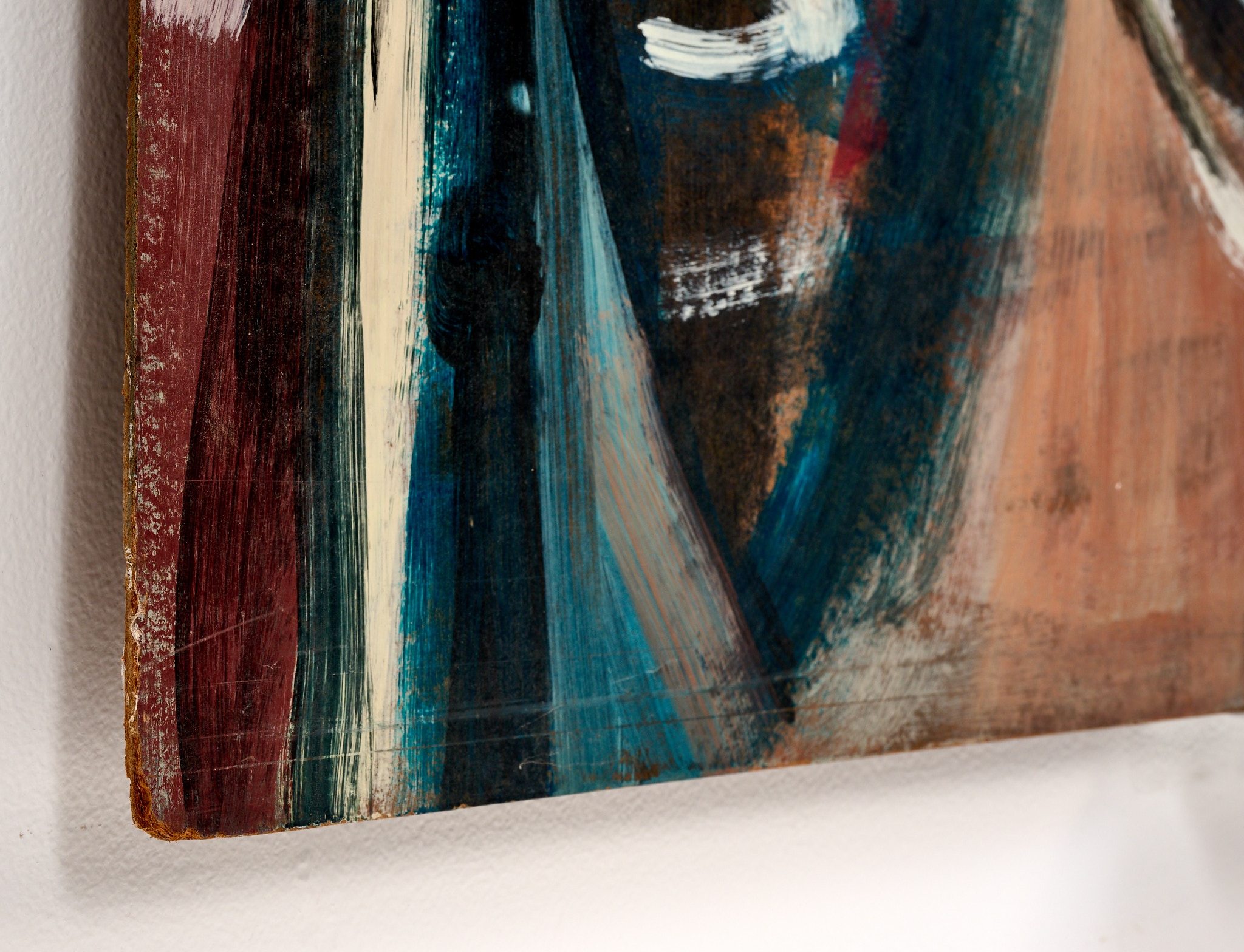 Artwork by Hal Lotterman, Untitled (Abstract with Saxophonist, Made of Oil On Masonite