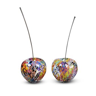 A PAIR OF BULL & STEIN GRAFFITI CHERRY CERAMIC AND FIBERGLASS SCULPTURES - Bruno Silva