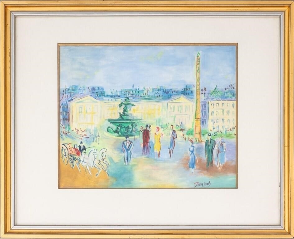 Artwork by Jean Dufy, Place de la Concorde Scene, Made of Watercolor On Paper