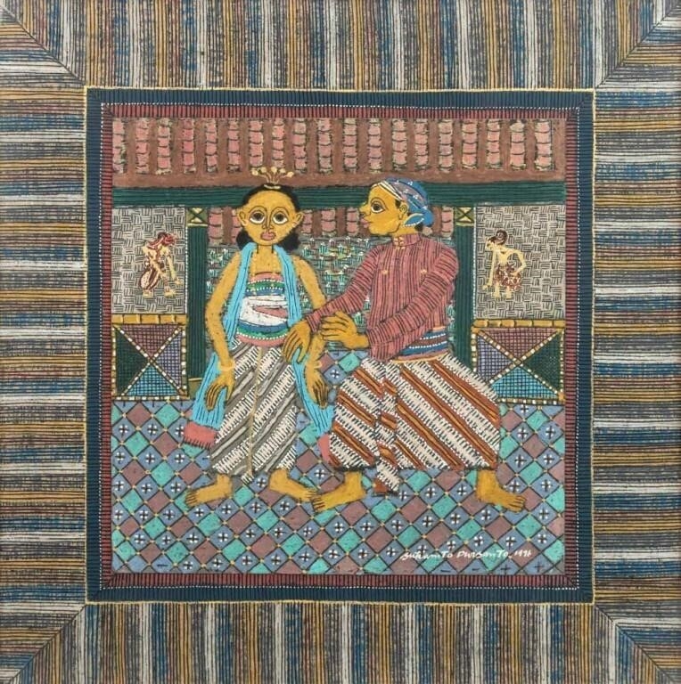 Artwork by Sukamto Dwi Susanto, Couple Portrait, Made of Gouache On Board