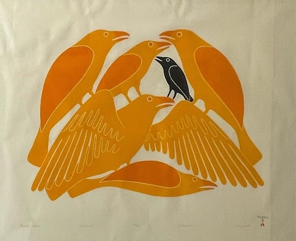 Artwork by Kenojuak Ashevak, Ravens' Chorus, Made of Stonecut On Paper