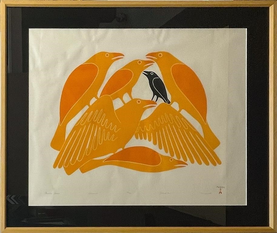 Artwork by Kenojuak Ashevak, Ravens' Chorus, Made of Stonecut On Paper